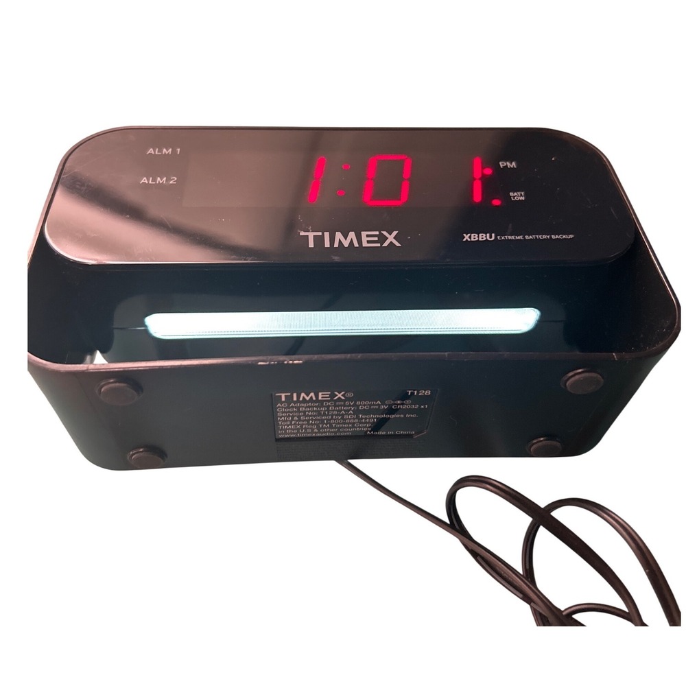 Timex T128 Dual Alarm Clock Red LED Display USB Charging Port Nightlight Black - Picture 4 of 9